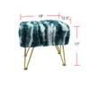 Warmaxx Deep Teal Soft Faux Fur Ottoman Fuzzy Entryway Bench, 19"x12.5"x17" Sturdy Accent Coffee Table for Living Room Make Up Vanity Fluffy Shoe Stool with Golden Legs for Bedroom Closet Foot Rest view 2