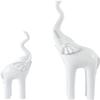 2-Pack Elephant Statues Elephant Mother and Child Figurine Modern Crafts Ornaments for Desktop Cabinet Home Decoration - White view 1