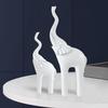 2-Pack Elephant Statues Elephant Mother and Child Figurine Modern Crafts Ornaments for Desktop Cabinet Home Decoration - White view 2