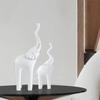 2-Pack Elephant Statues Elephant Mother and Child Figurine Modern Crafts Ornaments for Desktop Cabinet Home Decoration - White view 3