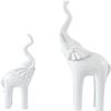 2-Pack Elephant Statues Elephant Mother and Child Figurine Modern Crafts Ornaments for Desktop Cabinet Home Decoration - White view 4