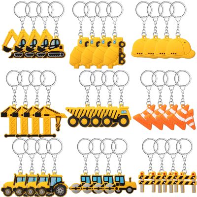 Fumete 36 Pcs Construction Tractor Party Favors Fillers Construction Keychains Goodie Bags Stuffers for Kid Student Graduation Birthday Gift Engineering Excavator Keychain Class Prize Party Supplies