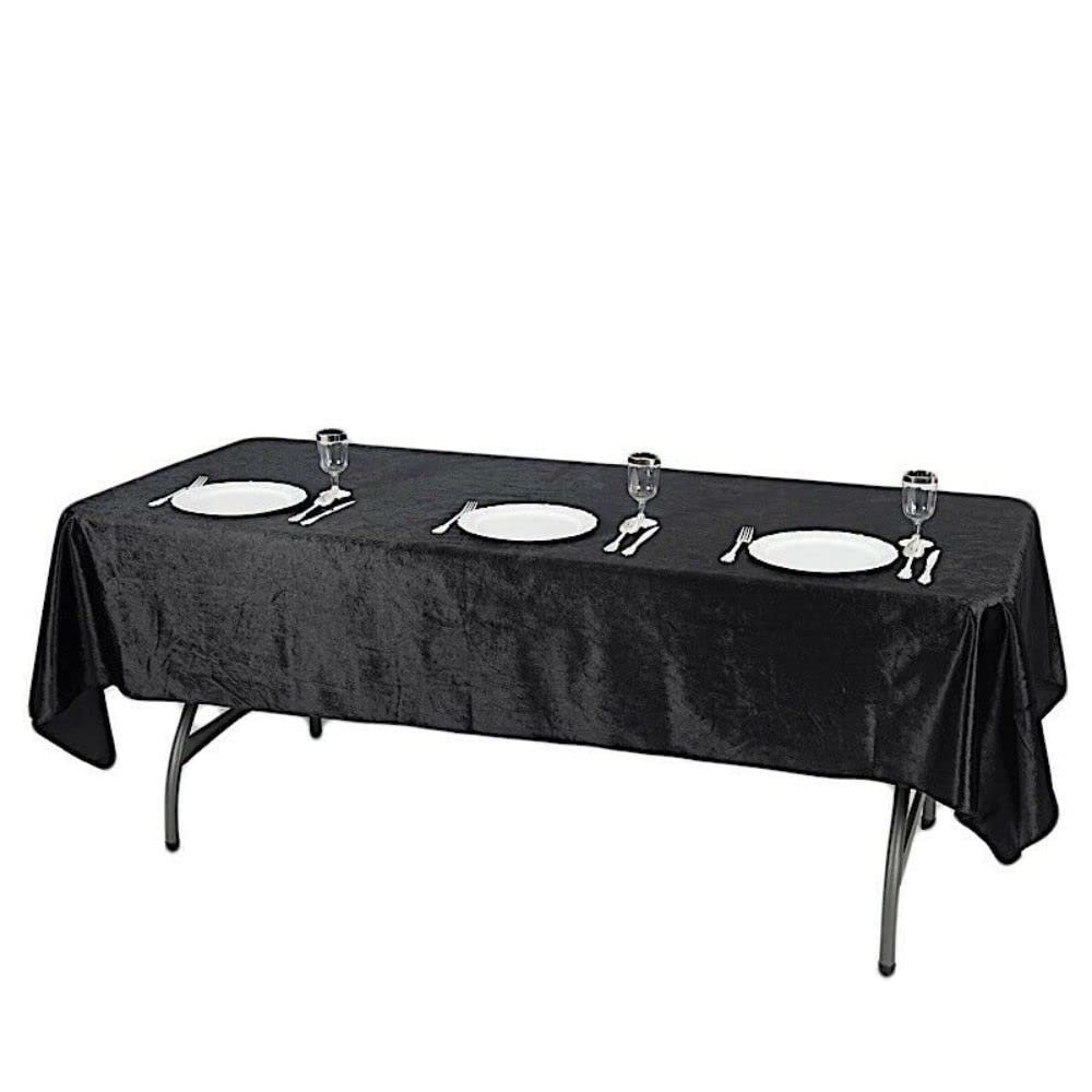 1 Pcs Black 60"X102" Premium Velvet Rectangular Tablecloth Wedding Event Party Linens
