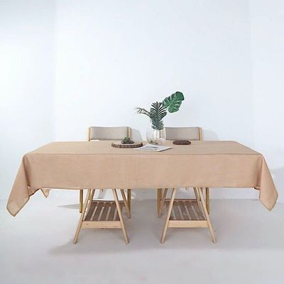 1 Pcs Natural 60x102 Rectangular Premium Faux Burlap Polyester Tablecloth Wedding