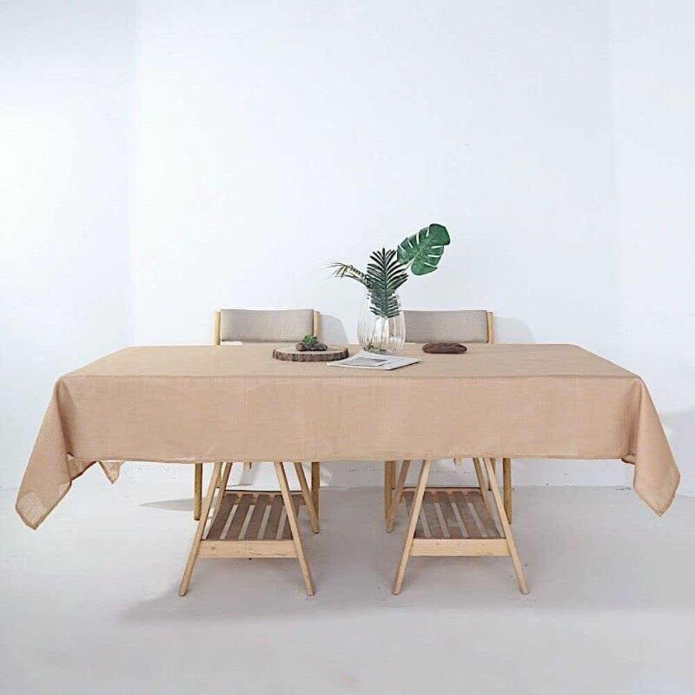 1 Pcs Natural 60x102 Rectangular Premium Faux Burlap Polyester Tablecloth Wedding