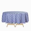 1 Pcs Navy Blue White Buffalo Plaid 90" Round Polyester Tablecloth Checkered Picnic view 1