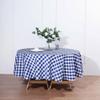 1 Pcs Navy Blue White Buffalo Plaid 90" Round Polyester Tablecloth Checkered Picnic view 2