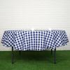 1 Pcs Navy Blue White Buffalo Plaid 90" Round Polyester Tablecloth Checkered Picnic view 3