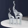2-Pack Elephant Statues Elephant Mother and Child Figurine Modern Crafts Ornaments for Desktop Cabinet Home Decoration - Silver view 2