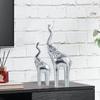 2-Pack Elephant Statues Elephant Mother and Child Figurine Modern Crafts Ornaments for Desktop Cabinet Home Decoration - Silver view 4