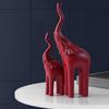 2-Pack Elephant Statues Elephant Mother and Child Figurine Modern Crafts Ornaments for Desktop Cabinet Home Decoration - Red view 3