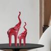 2-Pack Elephant Statues Elephant Mother and Child Figurine Modern Crafts Ornaments for Desktop Cabinet Home Decoration - Red view 4