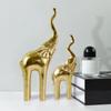 2-Pack Elephant Statues Elephant Mother and Child Figurine Modern Crafts Ornaments for Desktop Cabinet Home Decoration - Golden view 2