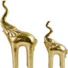 2-Pack Elephant Statues Elephant Mother and Child Figurine Modern Crafts Ornaments for Desktop Cabinet Home Decoration - Golden view 3