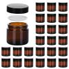 2oz Jars with Lids, Hoa Kinh 24 Pack Amber Glass Jars with Lids Empty Cosmetic Containers Round Airtight Glass Jar with Inner Liners and black Lid for Storing Lotions, Powders, and Ointments view 1