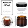 2oz Jars with Lids, Hoa Kinh 24 Pack Amber Glass Jars with Lids Empty Cosmetic Containers Round Airtight Glass Jar with Inner Liners and black Lid for Storing Lotions, Powders, and Ointments view 3