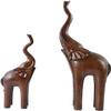 2-Pack Elephant Statues Elephant Mother and Child Figurine Modern Crafts Ornaments for Desktop Cabinet Home Decoration - Brown view 2