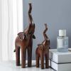 2-Pack Elephant Statues Elephant Mother and Child Figurine Modern Crafts Ornaments for Desktop Cabinet Home Decoration - Brown view 3