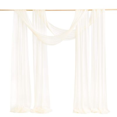 Ling's moment Wedding Arch Draping Fabric 2 Panels 32Ft x 30" Wrinkle-Free Wedding Arch Drapes Chiffon Fabric, Ivory Curtain for Wedding Ceremony Reception Background Party Home Garden Decorations
