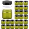 2oz Jars with Lids, HOA Kinh 24 Pack Green Frosted Glass Jars with Lids Empty Cosmetic Containers Round Airtight Glass Jar with Black Lids for Storing Lotions Powders Ointments view 1