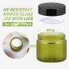 2oz Jars with Lids, HOA Kinh 24 Pack Green Frosted Glass Jars with Lids Empty Cosmetic Containers Round Airtight Glass Jar with Black Lids for Storing Lotions Powders Ointments view 3