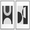 wall26 Framed Canvas Print Wall Art Set Black and White Mid Century Semi Circle Arches Abstract Shapes Illustrations Modern Minimalist Relax/Calm for Living Room, Bedroom, Office - 16"x24"x2 White view 1