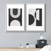 wall26 Framed Canvas Print Wall Art Set Black and White Mid Century Semi Circle Arches Abstract Shapes Illustrations Modern Minimalist Relax/Calm for Living Room, Bedroom, Office - 16"x24"x2 White view 2