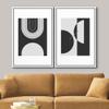 wall26 Framed Canvas Print Wall Art Set Black and White Mid Century Semi Circle Arches Abstract Shapes Illustrations Modern Minimalist Relax/Calm for Living Room, Bedroom, Office - 16"x24"x2 White view 3