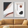 wall26 Framed Canvas Wall Art Print Set Brown & Black Geometric Polygon Collage Abstract Shapes Illustrations Modern Relax/Calm Multicolor for Living Room, Bedroom, Office - 16"x24"x2 White view 3