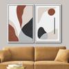 wall26 Framed Canvas Wall Art Print Set Brown & Black Mid-Century Geometric Polygons Abstract Shapes Illustrations Modern Relax/Calm Multicolor for Living Room, Bedroom, Office - 16"x24"x2 White view 3