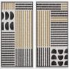 wall26 Framed Canvas Wall Art Print Set Black & Yellow Geometric Line Art & Semi Circles Abstract Shapes Illustrations Modern Bohemian for Living Room, Bedroom, Office - 16"x24"x2 White view 1
