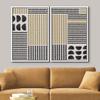 wall26 Framed Canvas Wall Art Print Set Black & Yellow Geometric Line Art & Semi Circles Abstract Shapes Illustrations Modern Bohemian for Living Room, Bedroom, Office - 16"x24"x2 White view 3