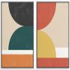 wall26 Framed Canvas Wall Art Print Set Mid-Century Geometric Color Block Display Abstract Shapes Illustrations Modern Rustic Relax/Calm for Living Room, Bedroom, Office - 16"x24"x2 White view 1