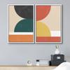wall26 Framed Canvas Wall Art Print Set Mid-Century Geometric Color Block Display Abstract Shapes Illustrations Modern Rustic Relax/Calm for Living Room, Bedroom, Office - 16"x24"x2 White view 2