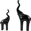 2-Pack Elephant Statues Elephant Mother and Child Figurine Modern Crafts Ornaments for Desktop Cabinet Home Decoration - Black view 2