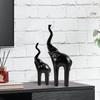 2-Pack Elephant Statues Elephant Mother and Child Figurine Modern Crafts Ornaments for Desktop Cabinet Home Decoration - Black view 4
