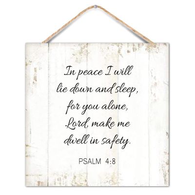 Alioyoit Chic Style Wood Sign Bible Verse in Peace I Will Lie Down and Sleep Wooden Wall Art Plaque for Porch Garden Yard Living Room Farmhouse Kitchen Coffee Bar Entryway Decor 16x16inch