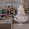 AKaSping Hanging Crystal Cake Stand 23.62" Acryli Suspended Cupcake Stand Chandelier Hanging Cake Rack Romantic Cake Swing Stand Dessert Display Stands for Tea Party Wedding Birthday view 3