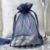 100 pcs 5x7-Inch Navy Blue Organza Gift Candy Favor Bags Drawstring Reusable Treat Pouches Wedding Jewerly Storage view 3