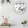 15" Silent Wall Clock and Into The Garden I Go to Lose My Mind and Find My Soul Fireplace Decor for Bathroom Retro Date Couples Wall Clocks Round Wooden Wall Clock Rustic for Porch Family Room view 3