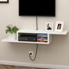 ChooChoo Floating TV Stand Shelf, Wall Mount Entertainment Center Media Console for Living Room, Bedroom, White view 1