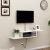 ChooChoo Floating TV Stand Shelf, Wall Mount Entertainment Center Media Console for Living Room, Bedroom, White view 3