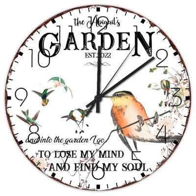 15" Wood Wall Clock Into The Garden I Go to Lose My Mind and Find My Soul Wall Decor for Bedroom Farmhouse Date Couples Wall Clocks Round Wooden Wall Clock Country for Exercise Room Girls Room
