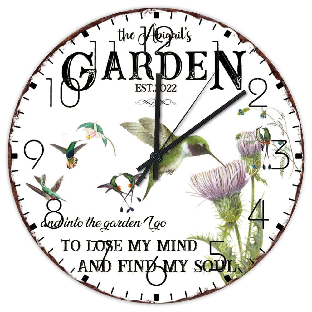 15" Minimalist Wood Clock and Into The Garden I Go to Lose My Mind and Find My Soul Wall Decor for Kids Room Modern Garden Hummingbird Wall Clocks Round Wooden Wall Clock Rustic for Church Hall