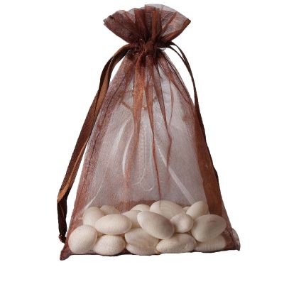 100 pcs 5x7-Inch Chocolate Brown Organza Gift Candy Favor Bags Drawstring Reusable Treat Pouches Wedding Jewerly Storage
