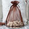 100 pcs 5x7-Inch Chocolate Brown Organza Gift Candy Favor Bags Drawstring Reusable Treat Pouches Wedding Jewerly Storage view 3