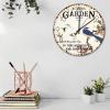 15" Wood Wall Clocks and Into The Garden I Go to Lose My Mind and Find My Soul Home Decor for Home Modern Garden Hummingbird Wall Clocks Round Wooden Wall Clock Country for Children's Room New Home view 3