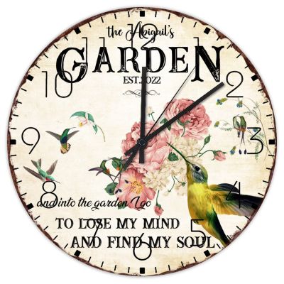 15" Wood Wall Clock and Into The Garden I Go to Lose My Mind and Find My Soul Home Decor for Lofts Personalized Spring Birds Wall Clocks Round Wooden Wall Clock Vintage for Conference Room Study Room