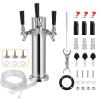 Dbgogo Triple Tap Draft Beer Tower, Stainless Steel 3'' Flange Brewing Tower Stainless Core Keg Tap Dispenser Self-Closing Faucet Spring 1/4'' Barb Fitting Kit for Kegerator Countertop Installation view 1