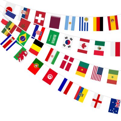 AhfuLife 32 Countries World String Flag Banner for Party Decorations